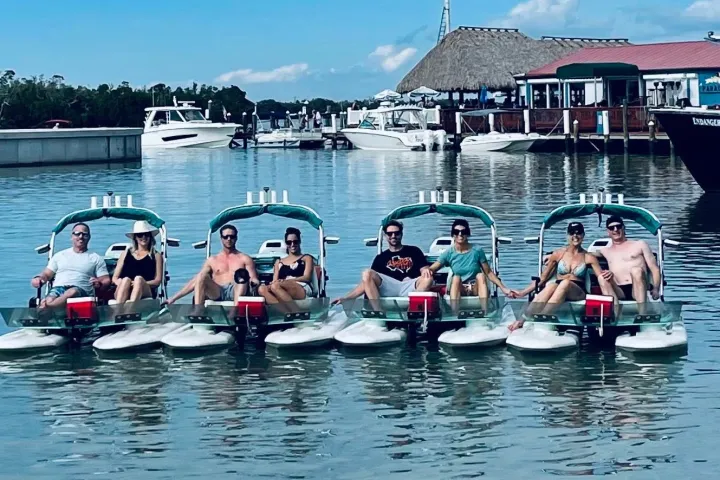 a boat is docked next to a body of water